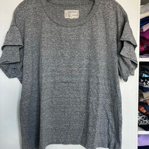 Current/Elliott Gray Ruffle Sleeve Tee tshirt size 1/ S/ M oversize